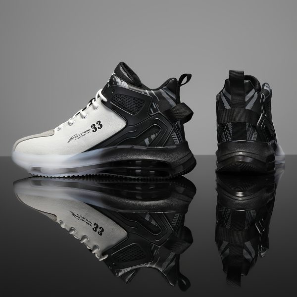 [Lightweight Sneakers] Lightweight Men's Sneakers | Low-Top Lace-Up Design - Cushioned Midsole - Non-Slip Rubber Outsole - PU Upper - Black - for Casual & Formal Events, Gym Footwear, Sporty Look, Breathable Lining, Versatile Footwear, Fitness Enthusiasts, Durable Construction, Training Footwear - Image 9