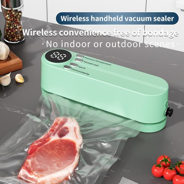 [Automatic Food Sealer] 1pc Automatic Food Sealer - Multi-Functional, Portable Wireless Vacuum Sealer - Compact & Easy-to-Use Design, Long-Term Food Preservation, External Suction & Inflation, Ideal for Kitchen & Outdoor Picnics - Image 6