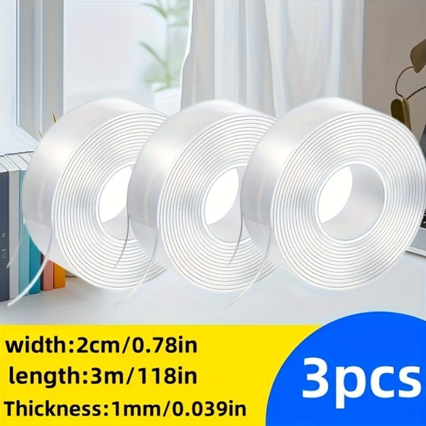 6/3pcs Super Strong Double-sided Tape, Heavy-duty Nano Double-sided Tape, Reusable, Seamless And Washable Transparent Double Tape, Strong Adhesive Strip, Suitable for Homes, Offices And Cars - Image 2