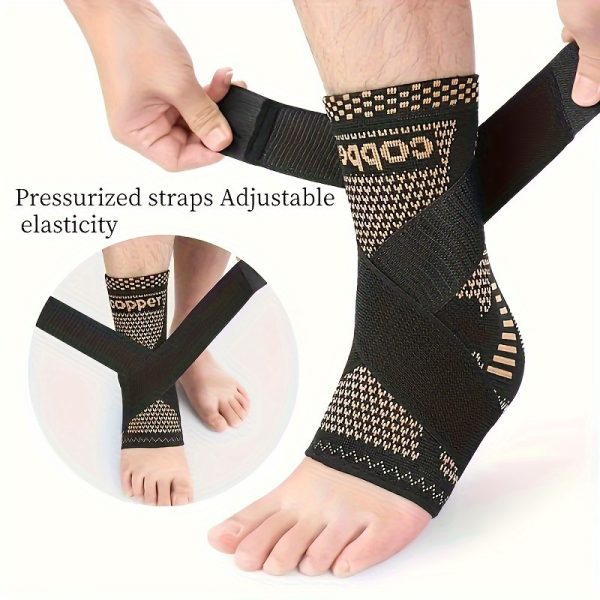 Copper Ankle Support: Adjustable Compression Foot And Ankle Brace, Suitable for Sports And Fitness - 2 Packs - Fits Adult Men And Women, Size: 7.5-12.2 Inches / 19-31 Cm (Ankle Circumference) - Image 2