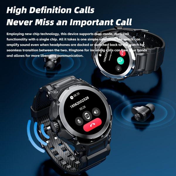 Men's Smartwatch, Sports Headphones And Smartwatch Two-in-one, Ultra-long Standby for 30 Days, High Quality, Multiple Sports Modes, NFC Unlocking, Health Monitoring, Message Notifications, Sleep Tracking, Compatible with IOS And Android. - Image 2