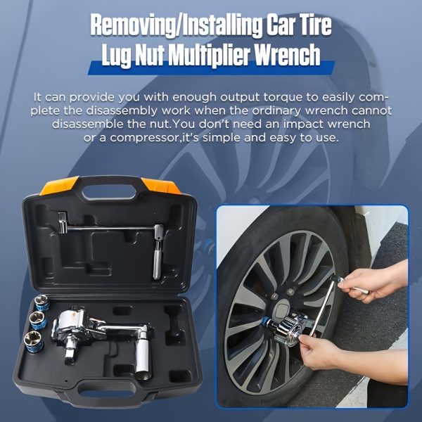 Torque Wrench Lug Nut Removal Tool 1:16 Torque Multiplier 320N. M Labour-Saving 1/2 Drive Lug Nut Removal Wrench Tyre Replacement Kit with 17mm/19mm/21mm Socket for Most Vehicles., Best for Christmas - Image 6
