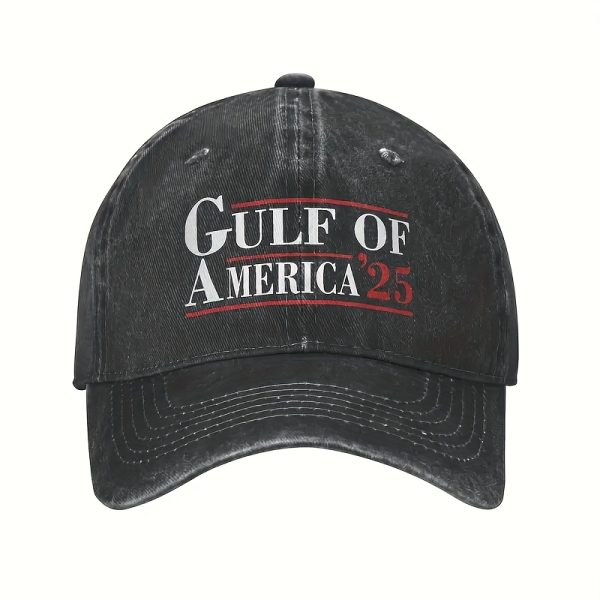 2/1 Pack Gulf Of America Patriotic Trucker Hat - Adjustable Baseball Cap For Men & Women, Vintage Style With Geometric Design, Black With Red & White Accents, Casual Leisure Wear - Image 2