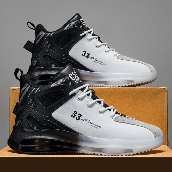 [Lightweight Sneakers] Lightweight Men's Sneakers | Low-Top Lace-Up Design - Cushioned Midsole - Non-Slip Rubber Outsole - PU Upper - Black - for Casual & Formal Events, Gym Footwear, Sporty Look, Breathable Lining, Versatile Footwear, Fitness Enthusiasts, Durable Construction, Training Footwear - Image 2