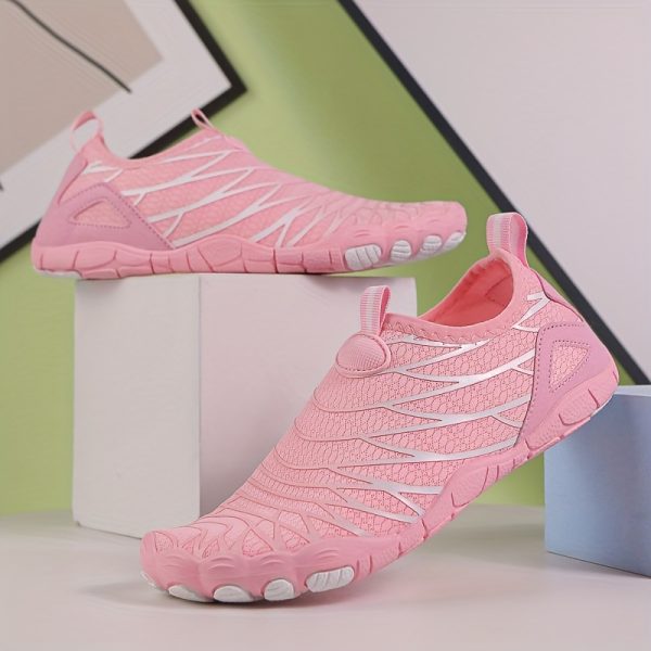 [Water Shoes] Unisex Breathable Slip-On Water Shoes - Lightweight Quick-Dry Mesh Upper & Rubber Sole, Striped Design for Hiking, Running, Travel, Daily Wear - Modern Unisex Casual Sneakers, Water Sports Footwear, Sleek Shoe Design, EVA Comfort Insole - Image 10