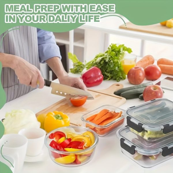24pcs Food Storage Containers, Kitchen Organizers Leakproof Meal Prep Containers Local Warehouse 24pcs Including 12pcs Glass Containers with 12 Lids, Airtight Freezer Safe Containers, Glass Meal Prep Container, for Pantry And Kitchen Organization - Image 2
