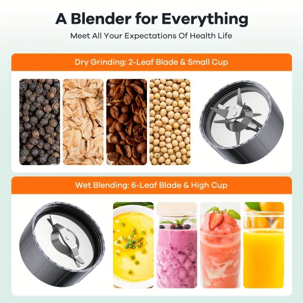 900W Smoothie Juicer, Milkshake And Smoothie Blender, 15pcs Personal Blender And Grinder Set For Kitchen, Juicer Machine Icer With 4 BPA-Free Portable Blending Cups, Nutritional Recipes, Christmas Gifts, Durable Kitchen Gadgets - Image 4