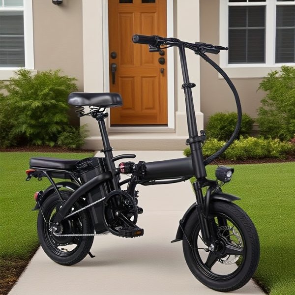 14 Inch Foldable Adult Electric Bicycle, Clearance Dealership, 500w Motor, Maximum Speed Of 20 MPH, 48V 10.4Ah Lithium Battery, 14 Inch Tires, Portable Folding Design, Outdoor Cycling Exercise, Urban Commuting Travel, Detachable Lithium Battery - Image 5