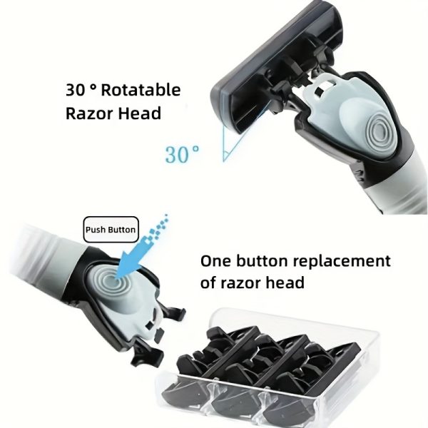 Men's 6-Layer Manual Razor Set with Non-Slip Metal Handle, Multiple Replacement Blades - Ideal for Beard and Mustache Trimming, Men's Grooming Kit|Sleek Razor Design|Durable Shaver Set, Beard Grooming Kit - Image 5