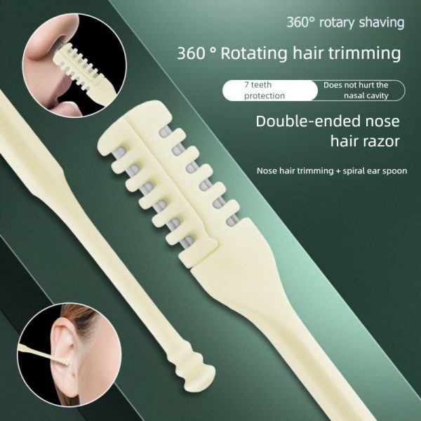 Today's Deal! 6pcs Gift Set, Works Better Than Electric Trimmers! Upgraded 2-in-1 Nose Hair Trimmer - Gentle, Painless, Unisex. Portable Manual Design with 360° Dual Heads: Precision Nose Hair Trimming + Earwax Cleaning. Light Beige-safe Facial Hair Tool - Image 2