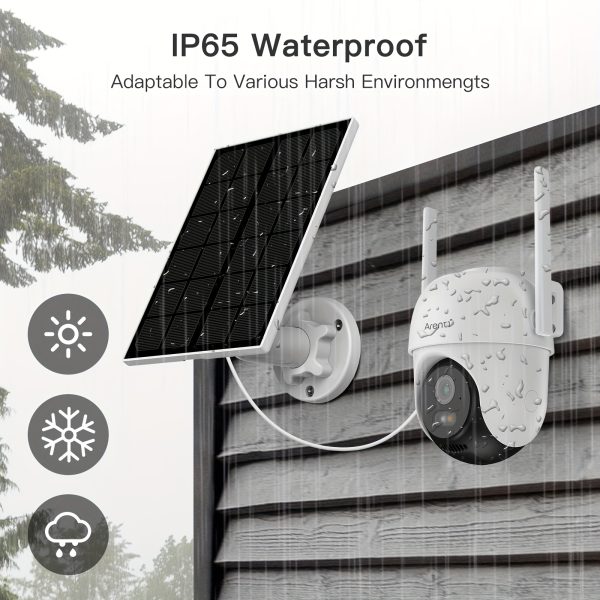 4pcs Solar Powered Outdoor Wireless Security Camera 1296P FHD, 3MP FHD Video Resolution Battery Powered CCTV Camera for Home Security Cloud/SD No Monthly Fee AI Motion Detection Spotlight IP65 Waterproof Color Night Vision 2-Way Audio View App Control - Image 3