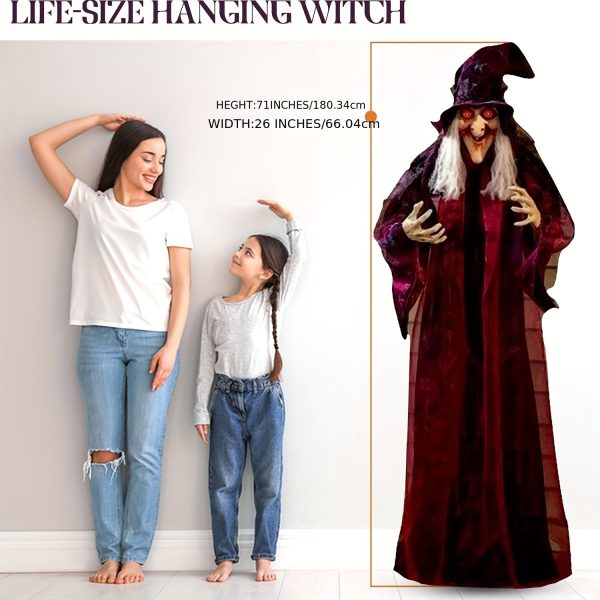 NEULRY Halloween Witch Figurine with Glowing Eyes & Red Mouth - Spooky Outdoor/Indoor Decor, Battery Operated (AAA Not Included) for Porch, Garden, or Themed Parties, Halloween Decorations - Image 3