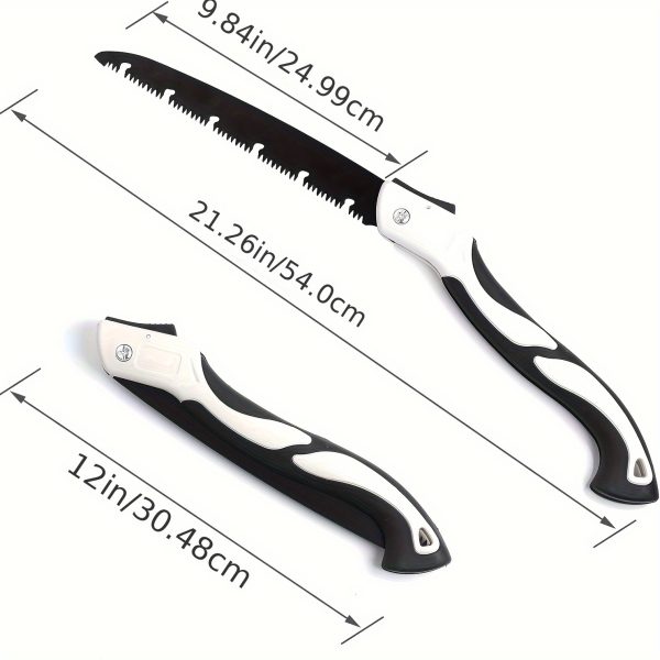 3pcs-Heavy Duty 25" Extra Long Blade Folding Hand Saw - SK-5 Steel Hard Teeth for Wood & Dry Pruning, Camping, Gardening - Keychain Hole, Ergonomic Non-Slip Handle, Portable Folding Design, Camping Essentials, Ergonomic Grip, Sharp Cutting Tool - Image 6