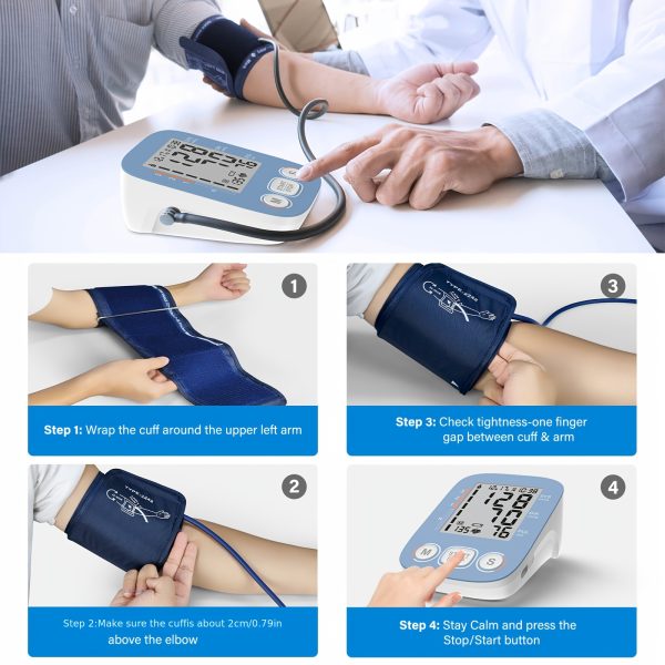Blood Pressure Monitor For Home Use, Upper Arm Blood Pressure Monitors, BP Machine With 2x199 Reading Memory, Adjustable Arm Cuff 9"-16", Large Display With Light Storage Bag - Image 7