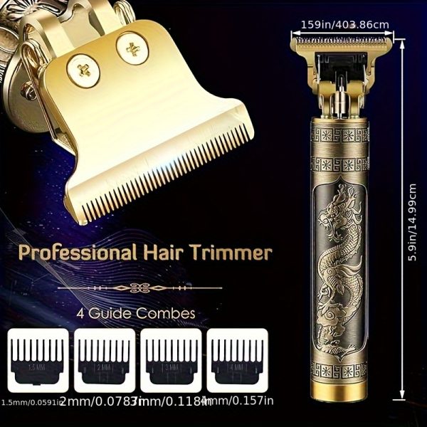 3pcs/se 1pc/sett Men's Professional Golden Hair Clipper & Trimmer Set - USB Rechargeable Hair Cutting Kit with LCD Display Including Electric Shaver, T-Blade Trimmer, 8 Limit Combs, 3 USB Cables, 3 Cleaning Brushes & Combs - The Ideal Gift - Image 2