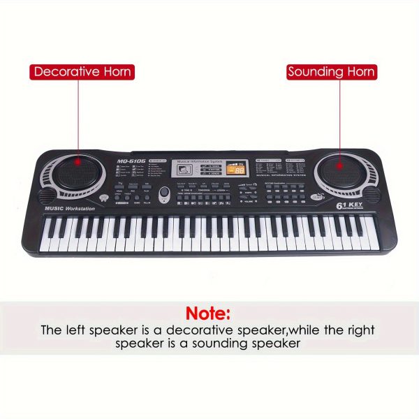 61-Key Portable Electronic Piano Keyboard with Built-in Microphone - Full-Size Piano Keys, USB-Powered Keyboard (No Batteries Needed), Lightweight & Compact Design for Home, Travel, Studio, Beginners - Ideal for Learning & - Black Electronic Piano, Home Studio Setup, Stylish Music Gear, Reliable Performance Gear, Beginner Musicians - Image 2