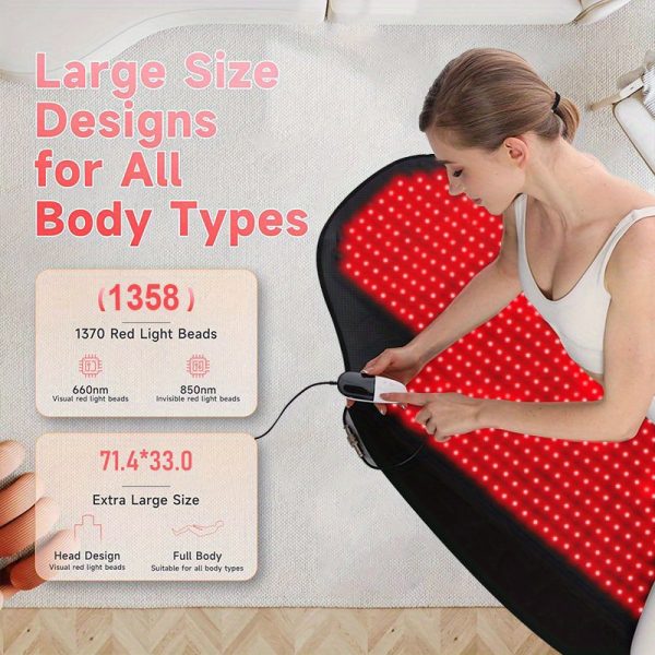KTS Red Light Therapy Mat Designed for Comprehensive, Measuring 71, 4 by 33 Inches, Featuring 1370 Beads with Dual Wavelengths of 660Nm And 850Nm, And 5 Adjustable Levels - Image 3