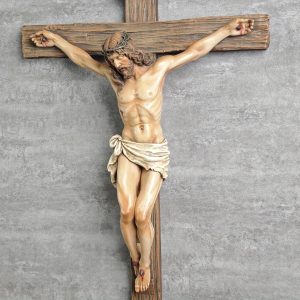 Resin Religious Wall Art - Jesus Christ Crowned with Thorns, Cross of Jesus, Indoor Decor for Home or Church, Spiritual Wall Decor | Elegant Craftsmanship, No Electricity Needed, Religious Wall Art