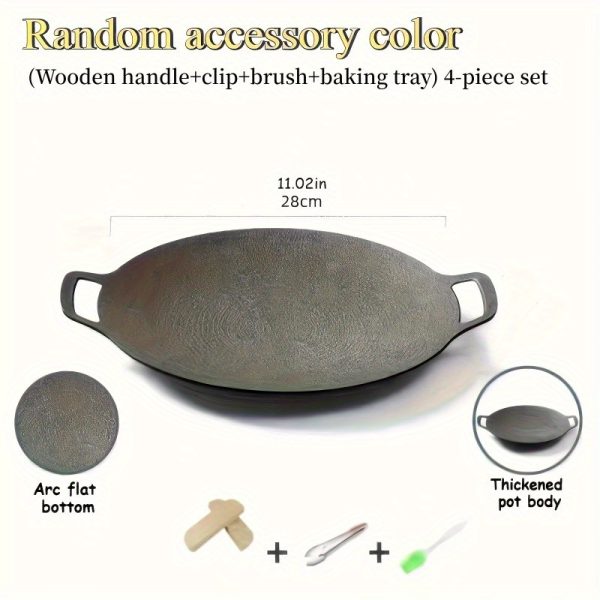 4pcs non-stick cast iron skillet set, stove-top frying pan. 11.02-inch frying pan +kitchen three-piece set, easy to clean | Multifunctional dining - restaurant cookingutensils, industrial kitchen cooking set. - Image 5