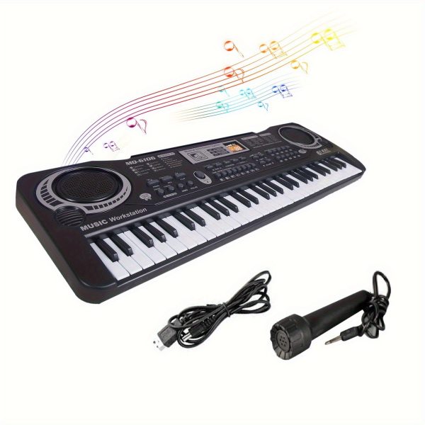61-Key Portable Electronic Piano Keyboard with Built-in Microphone - Full-Size Piano Keys, USB-Powered Keyboard (No Batteries Needed), Lightweight & Compact Design for Home, Travel, Studio, Beginners - Ideal for Learning & - Black Electronic Piano, Home Studio Setup, Stylish Music Gear, Reliable Performance Gear, Beginner Musicians - Image 4