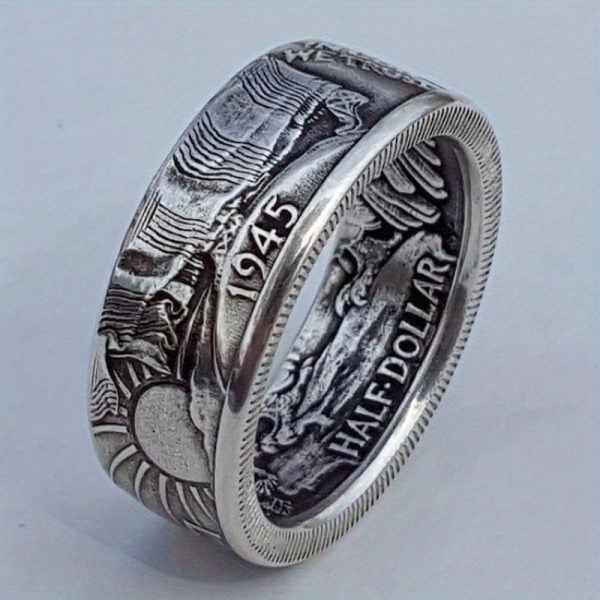 1pc Vintage Geometric Engagement Ring for Men, Alloy, Single Band, Wedding Jewelry, Size 7-13