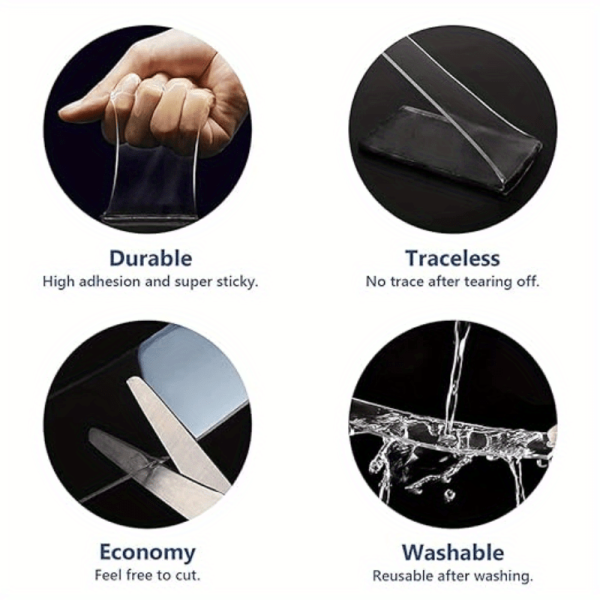 6/3pcs Super Strong Double-sided Tape, Heavy-duty Nano Double-sided Tape, Reusable, Seamless And Washable Transparent Double Tape, Strong Adhesive Strip, Suitable for Homes, Offices And Cars - Image 9