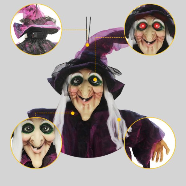 NEULRY Halloween Witch Figurine with Glowing Eyes & Red Mouth - Spooky Outdoor/Indoor Decor, Battery Operated (AAA Not Included) for Porch, Garden, or Themed Parties, Halloween Decorations - Image 5
