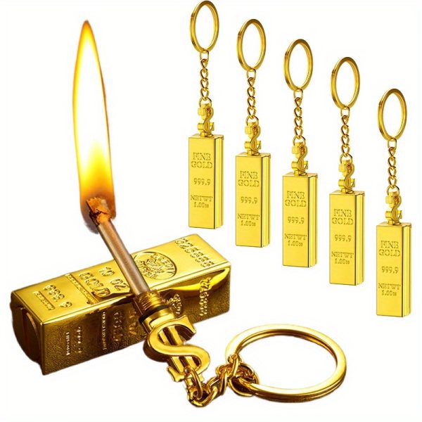 1/3/5pcs Permanent Lighter, Creative Golden Bar Small Match Stick, Multi-functional Metal Kerosene Lighter, Mini Igniter, Suitable for Outdoor Camping Fire-making, Gift for Boyfriend Or Father (without Oil), Without Battery - Image 2