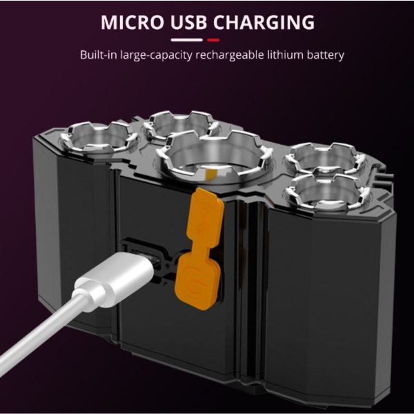 Buy One Get One Free, Total of 2pcs Multi-Purpose 5LED Headlight Headlight Flashlight Outdoor Usb Charging Fishing Headlight Strong Light Four Mode Headlight Flashlight for Camping, Work, Maintenance, Car Maintenance, Decoration - Image 8