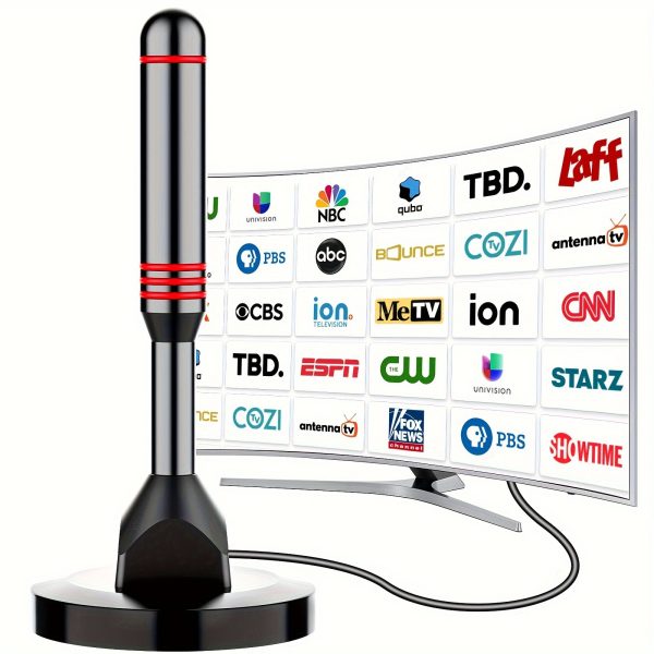 2025 Smart Indoor TV Antenna with 360° Rotating Magnetic Base – Long Distance Reception, Cable-Free Installation for Clear Local Channels, Sleek Black Design, High-Quality Connectivity for Flat Screen & Analog TVs, Cablefree Viewing | Modern Antenna Design | Durable Antenna, Antenna for Tv