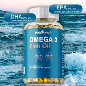 120pcs Omega 3 Fish Oil with EPA & DHA - Supports Vision, Light Beige, Heart & Brain Health - Essential for Overall Wellness