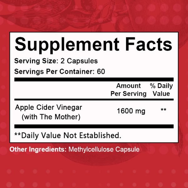 Apple Cider Vinegar Capsules 1600mg - Supports Digestion and Energy Levels for Men and Women - 120 Capsules - Image 5