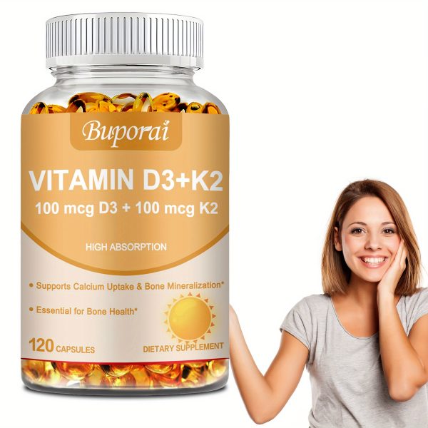 Vitamin D3 K2 - Joint & Bone Health, Supports Calcium Absorption, Premium Formula - 120pcs - Image 4