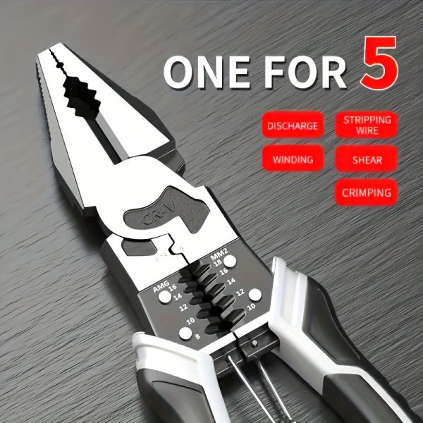 1pc Industrial Grade Multi-Function Pliers with PVC Handle- Chrome Vanadium Steel Automatic Wire Stripper and Cutter, Non-Electric Professional Tool, Suitable for Electricians, DIY, Metalworking, Durable Construction Essentials - Image 6