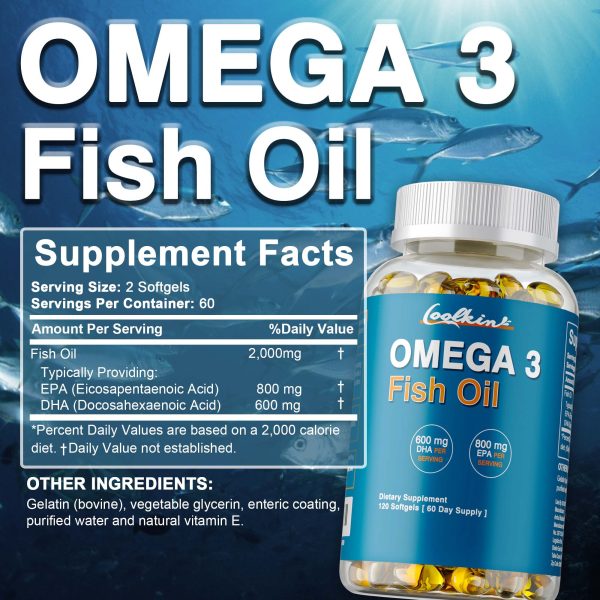 120pcs Omega 3 Fish Oil with EPA & DHA - Supports Vision, Light Beige, Heart & Brain Health - Essential for Overall Wellness - Image 3