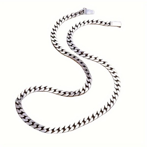 S925 Sterling Silvery Cuban Necklace Tide Chain Men'S Fashion Ins Hundred Men'S And Women'S Hip Hop Thick Bully Neck Chain Hip Hop Trend Party Holiday - Image 8