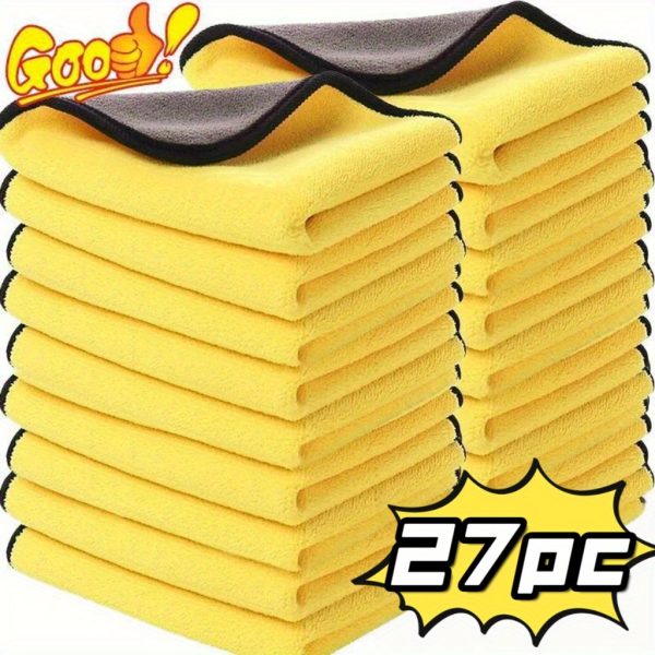 27pcs of 11.81x11.81inch microfiber car- cleaning towels. These are car- cleaning towels with a double- sided design for car washing. They offer efficient cleaning and are ideal for wiping cars. - Image 3
