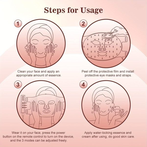 180 LED Beads 3 Modes Portable Led Face Mask Light with Remote, 850nm Mask with Timing Function at Home - Image 8