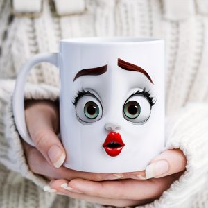 [Ceramic Coffee Mug] 11oz Fun 3D Cartoon Face Ceramic Coffee Mug - Leak-Proof, Insulated, Dishwasher Safe - Perfect Birthday & Holiday Gift
