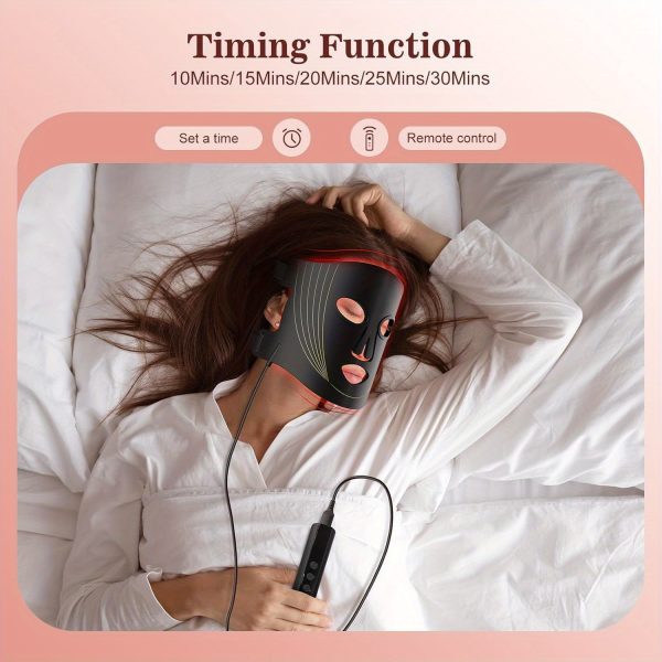180 LED Beads 3 Modes Portable Led Face Mask Light with Remote, 850nm Mask with Timing Function at Home - Image 9
