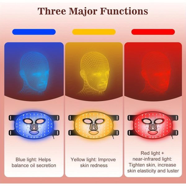 180 LED Beads 3 Modes Portable Led Face Mask Light with Remote, 850nm Mask with Timing Function at Home - Image 2
