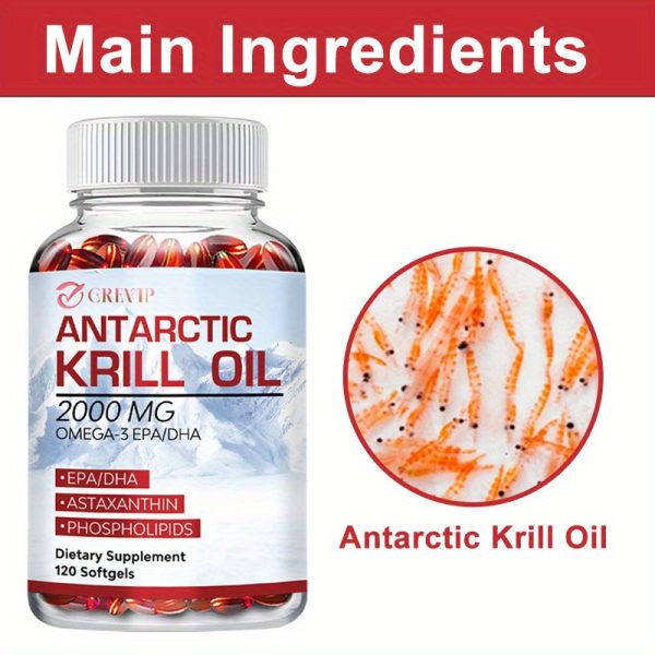 Antarctic KRILL Oil - with EPA & DHA, Astaxanthin, Heart Health Support, Supports Joint and Skin Health - 120pcs - Image 5
