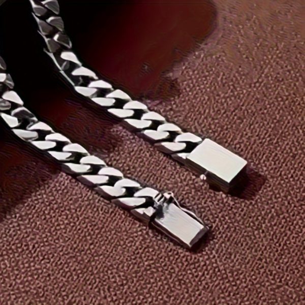 S925 Sterling Silvery Cuban Necklace Tide Chain Men'S Fashion Ins Hundred Men'S And Women'S Hip Hop Thick Bully Neck Chain Hip Hop Trend Party Holiday - Image 7