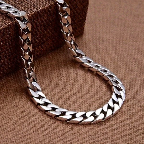 S925 Sterling Silvery Cuban Necklace Tide Chain Men'S Fashion Ins Hundred Men'S And Women'S Hip Hop Thick Bully Neck Chain Hip Hop Trend Party Holiday - Image 5