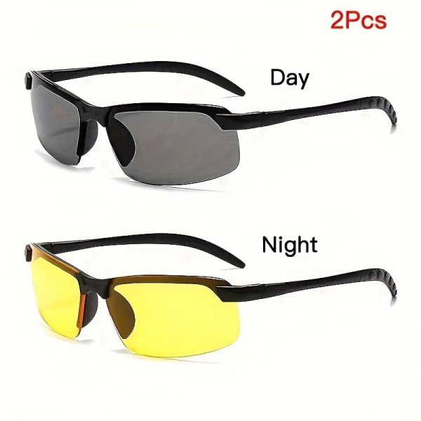 2pcs Pro Night Vision Driving Glasses - Enhanced Visibility, Anti-Glare, Protection, Semi-Frameless Design, Yellow-Tinted Lenses for Safe Night Driving & Racing Enthusiasts - Image 5