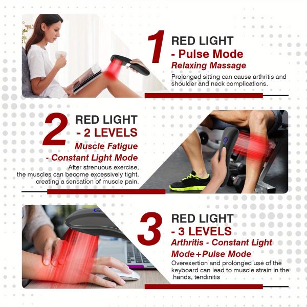 Handheld Red Light Relax Device, Portable Pain Relief Device for Body Joints Shoulders Elbows Knees Back Muscle&Tissue - Image 5