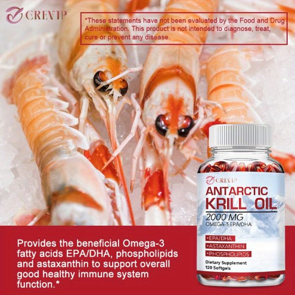 Antarctic KRILL Oil - with EPA & DHA, Astaxanthin, Heart Health Support, Supports Joint and Skin Health - 120pcs - Image 4
