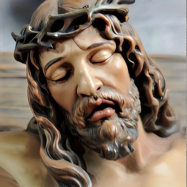 Resin Religious Wall Art - Jesus Christ Crowned with Thorns, Cross of Jesus, Indoor Decor for Home or Church, Spiritual Wall Decor | Elegant Craftsmanship, No Electricity Needed, Religious Wall Art - Image 3