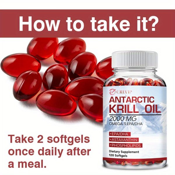 Antarctic KRILL Oil - with EPA & DHA, Astaxanthin, Heart Health Support, Supports Joint and Skin Health - 120pcs - Image 6