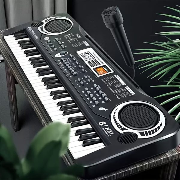61-Key Portable Electronic Piano Keyboard with Built-in Microphone - Full-Size Piano Keys, USB-Powered Keyboard (No Batteries Needed), Lightweight & Compact Design for Home, Travel, Studio, Beginners - Ideal for Learning & - Black Electronic Piano, Home Studio Setup, Stylish Music Gear, Reliable Performance Gear, Beginner Musicians